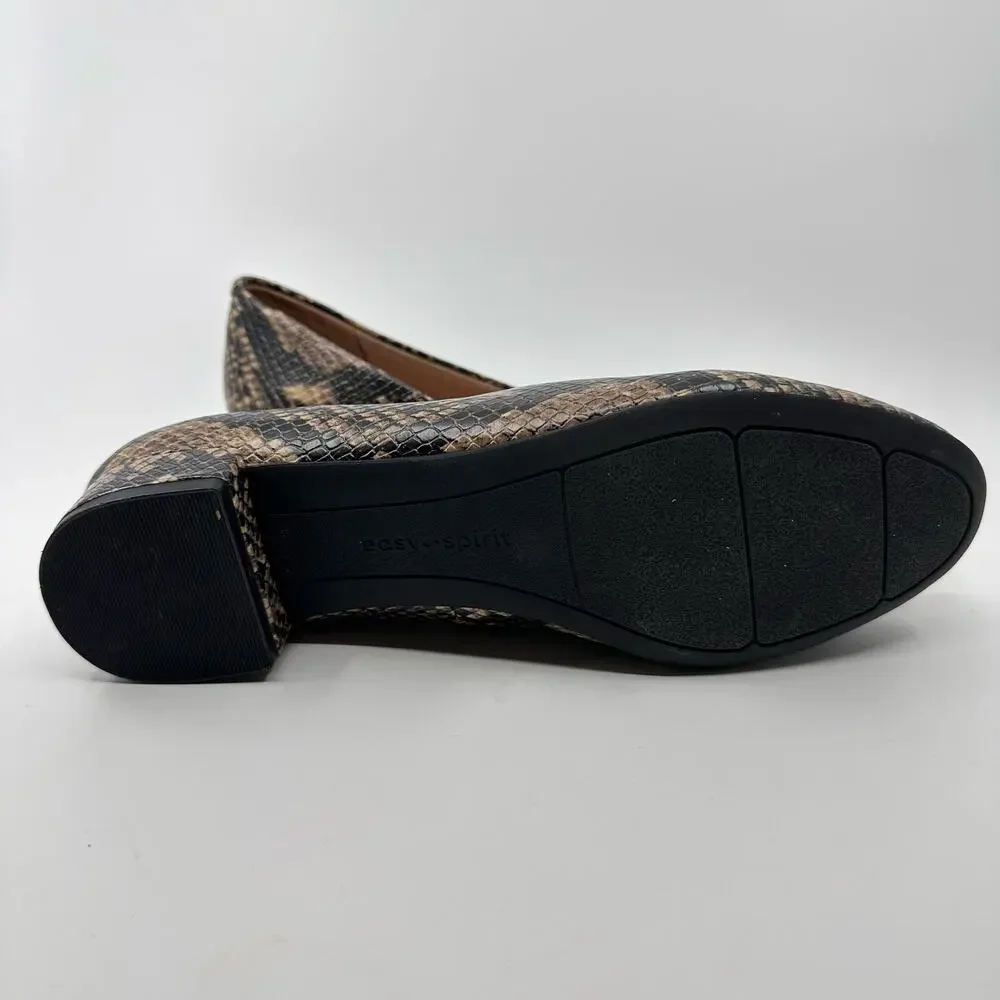 Easy Spirit Bell Snake Print Slip On Ballet Flats US 6.5-7 Leather Animal Print
